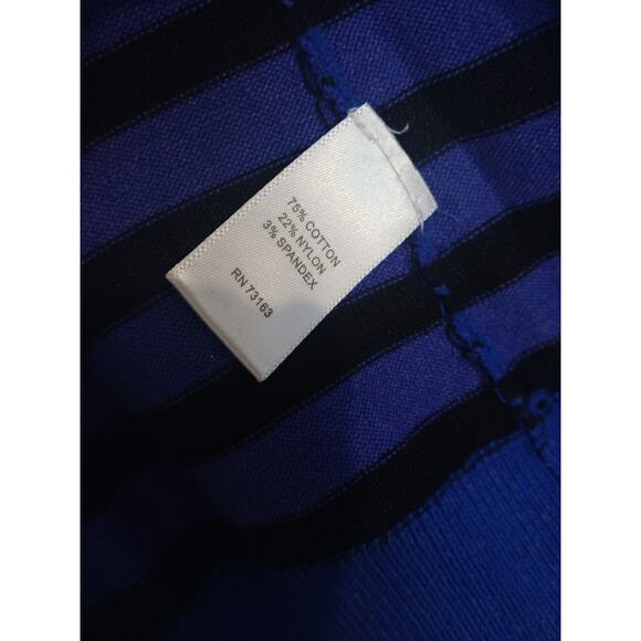 cable & gauge Cardigan Striped Button Down Medium Blue Black - Picture 3 of 4